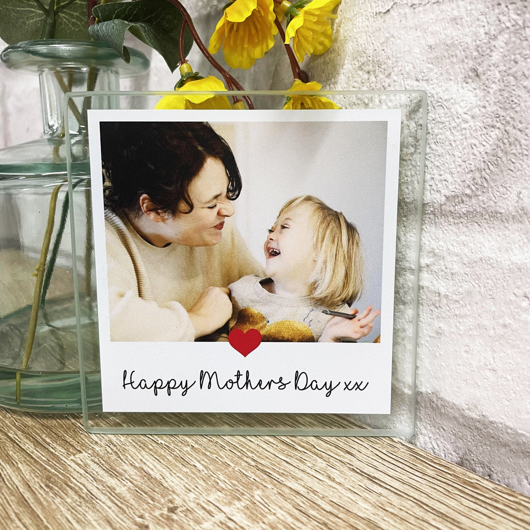 Personalised Mother's Day Polaroid Photo Glass Coaster