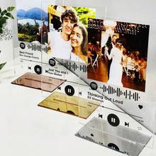 Load image into Gallery viewer, Range of spotify Personalised Spotify Acrylic Song Plaque front view
