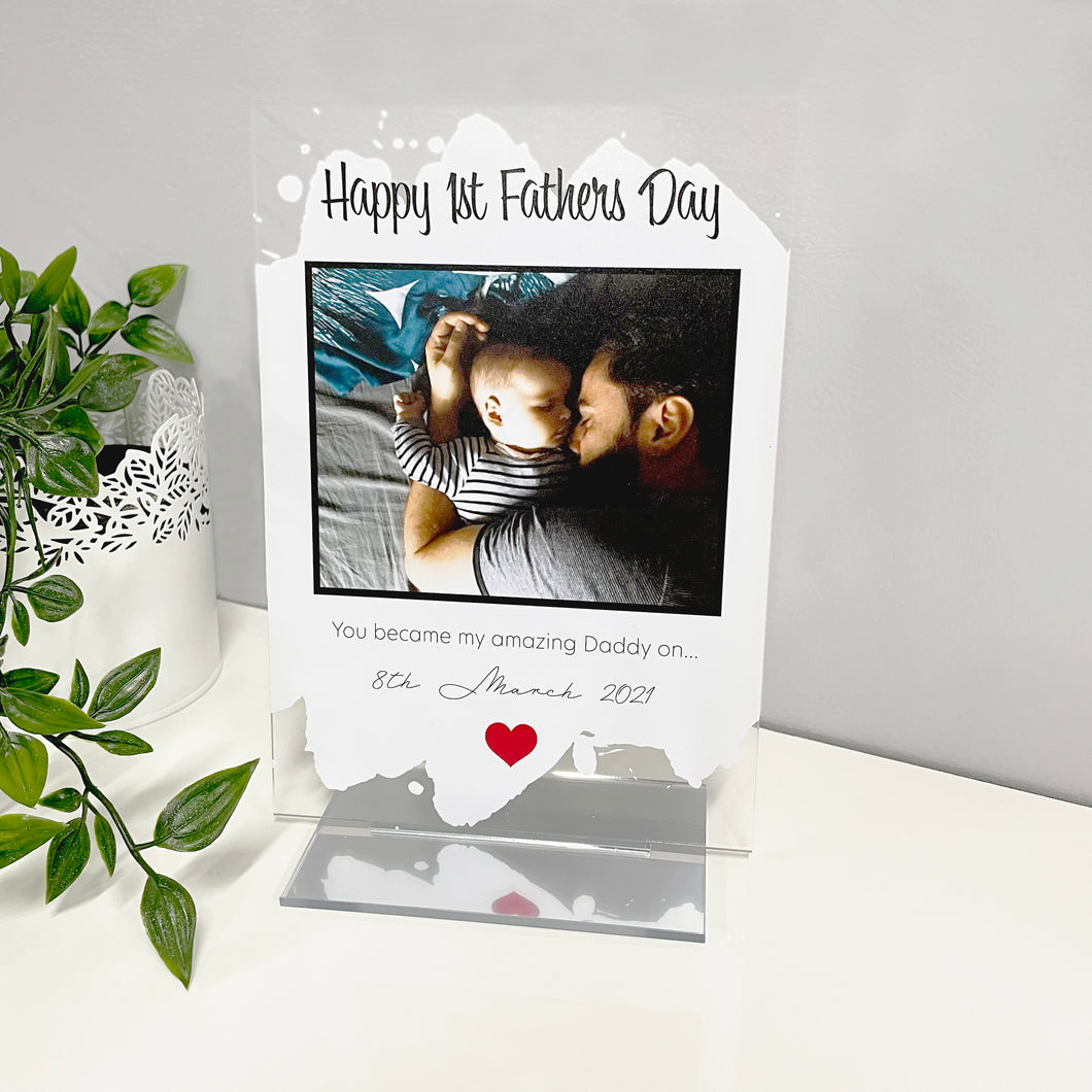 Personalised Fathers Day Acrylic Plaque with a Mirrored or Wooden Stand