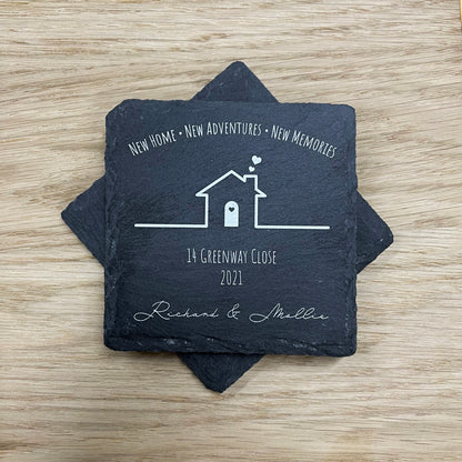 Personalised ‘New Home’ Slate Coaster