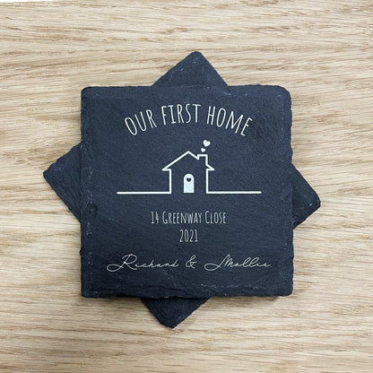 Personalised ‘New Home’ Slate Coaster